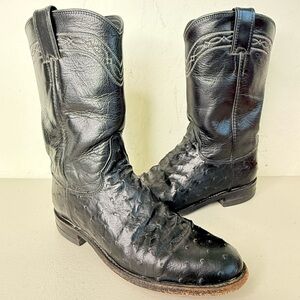 Justin Full Quill Ostrich Black Leather Roper Boot Style L3171 Women’s Size 6.5M